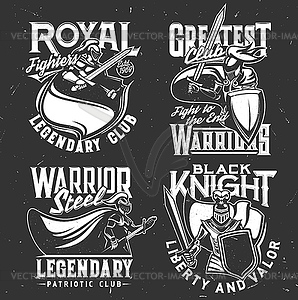 Warrior knight in armor t-shirt print royal club - vector clipart / vector image