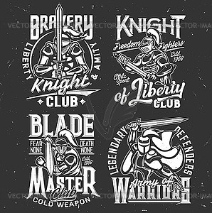 Knight warrior iron sword t-shirt print sport club - vector clipart