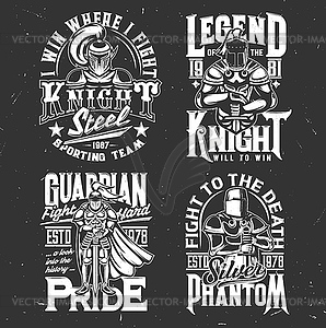 Knight warrior with sword t-shirt print sport team - vector clipart / vector image