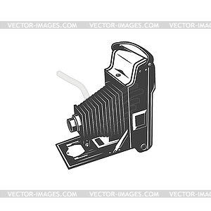 Retro folding camera photo studio symbol - vector image