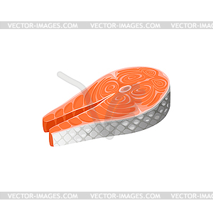 Salmon steak, fish fillet, food and seafood icon - royalty-free vector image