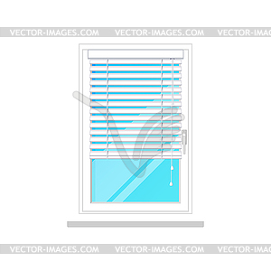 Window blinds shutters or jalousie curtain, white - vector image