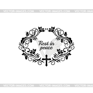 Rest in peace funeral frame rip lettering - vector clip art