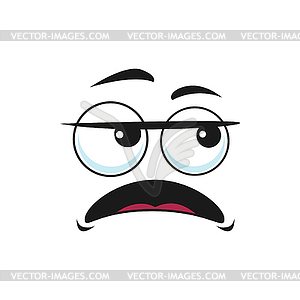 Apathetic indifferent emoticon in bad mood isolate - vector image