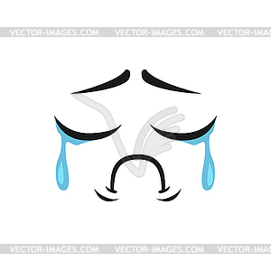 Crying emoji in bad mood emoticon icon - vector clipart