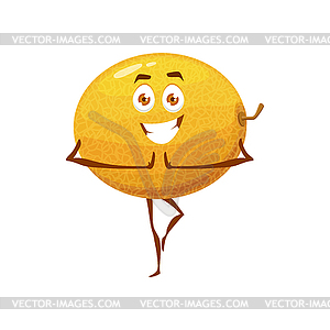 Melon, healthy fruit food fitness, sport pilates - vector clip art