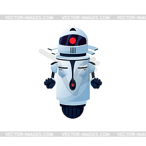 Robot android with hands and interface on head - vector image