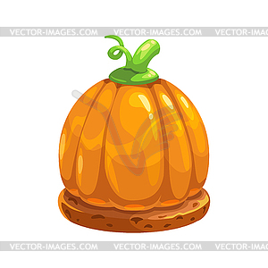 Halloween sweet pumpkin on pastry cookies - vector image