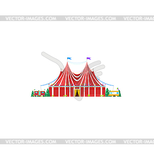 Traveling circus shapito red striped tent - vector clipart