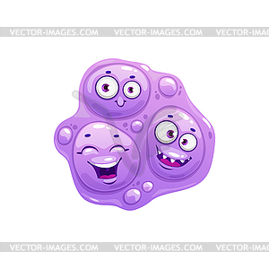 Cartoon virus cell icon, triple bacteria - vector image