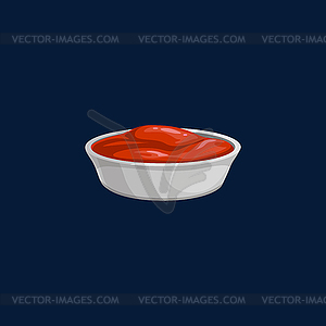 Ketchup bowl, plate with tomato paste - vector image