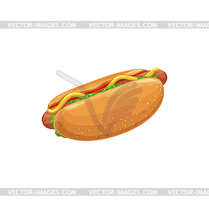 Хот-дог, значок меню быстрого питания, сэндвич-закуска - векторное графическое изображение