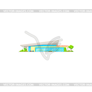 Supermarket, store mall, shop front icon, grocery - vector clipart