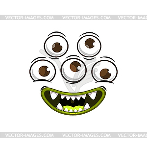 Monster face with three eyes cartoon icon - vector clip art