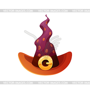 Cartoon witch hat icon Halloween wizard cap - vector image