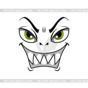 Monster face cartoon icon, gloat smiling - vector clipart