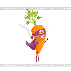Мультяшный морковь супер герой значок - векторная графика