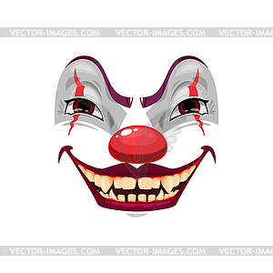 Значок лица страшного клоуна, маска фанстера смайликов - векторный графический клипарт