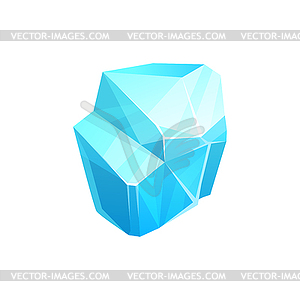 Ice crystal, blue piece of iced floe, salt - vector image