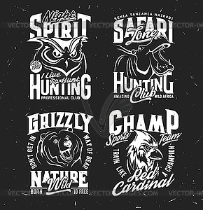 Safari hunting, sport team t-shirt print - vector image