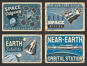 Outer space and galaxy research posters - vector image