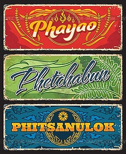 Phayao, Phetchabun and Phitsanulok province plates - vector image