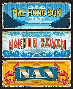 Mae Hong Son, Nan, Nakhon Sawan, Thailand plates - stock vector clipart