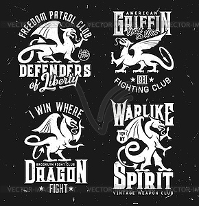 T-shirt prints of heraldic griffins mascot - vector clipart