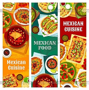 Mexican food dishes, Mexico cuisine menu banners - vector clipart