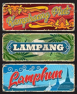 Kamphaeng Phet, Lampang, Lamphun province plates - vector image