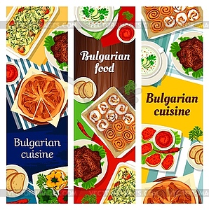 Набор баннеров болгарской кухни Болгарии - векторный клипарт / векторное изображение