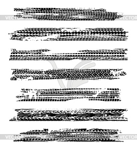 Следы автомобильных шин, следы грязных колес автомобиля - векторный эскиз