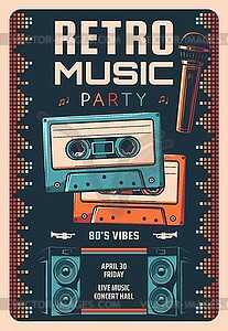 Retro music live concert or party vintage poster - vector clip art