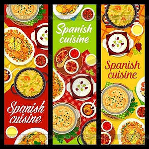 Spanish cuisine banners, Spain dishes - vector clipart