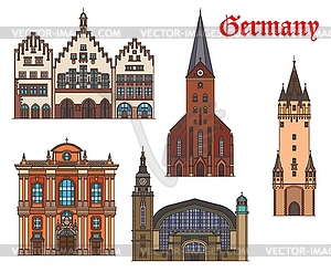 Germany landmarks of Hamburg, Munich, Frankfurt - vector image