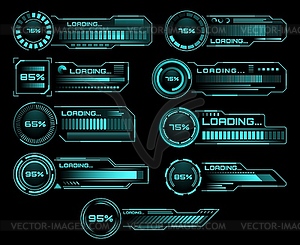 HUD loading progress bars, Sci Fi interface - vector clipart