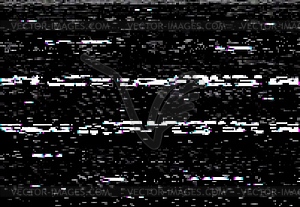 VHS video screen with glitch effect, distortion - vector clipart