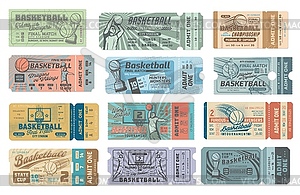 Basketball sport match ticket, admit one pass - vector image