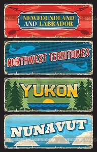 Newfoundland, Labrador, Northwest, Yukon, Nunavut - vector clipart