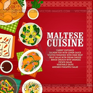 Maltese cuisine Malta food cartoon poster - royalty-free vector clipart