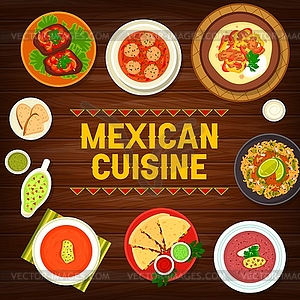 Mexican restaurant dishes meals menu cover - vector clip art