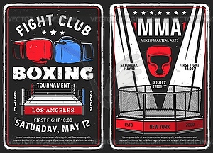 Fighting club, boxing tournament retro posters - vector clipart / vector image