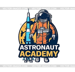 Astronaut academy, spaceman training center icon - vector image