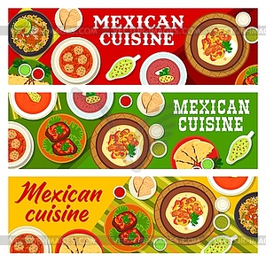 Mexican food restaurant menu meals banners - vector image