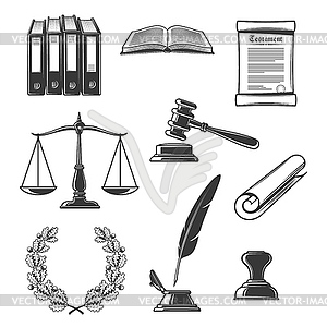 Notary, justice and court authority icons - vector EPS clipart