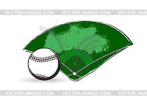 Baseball sport game ball and diamond play field - vector image