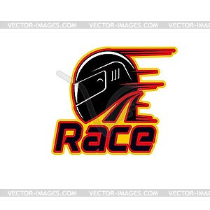 Car race rally, motocross speedway racer helmet - vector clipart