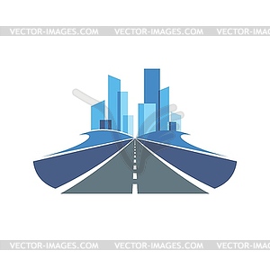 City highway, metropolis speedway or motorway icon - vector clip art