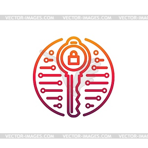 Cyber security icon padlock inside of key - vector clipart
