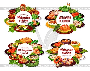 Malaysian cuisine round posters, Asian food - vector image